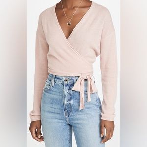 Reformation Relaxed Cashmere Wrap Sweater Pink